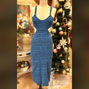 Urban outfitters cut out blue Aztec knit dress
